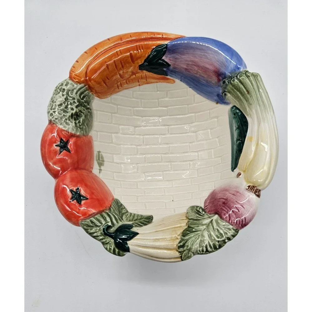 Fitz and Floyd 1992‎ Vegetable Garden 3D Relief Ceramic Bowl Vintage 5.5in